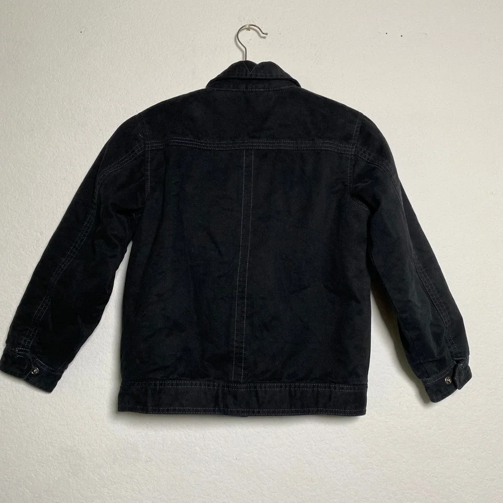 Quiksilver Boys Sherpa Lined Black Denim Bomber Jacket Size‎ 7X Streetwear